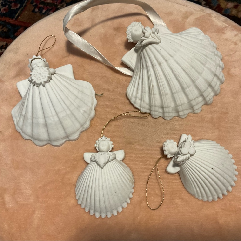 White Ceramic Shell Accents with Elegant Embellishments